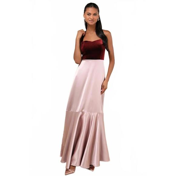 NWT Lulus Mesmerizing Impression Mauve Pink Mixed Media Halter Maxi Dress XS - Picture 1 of 9